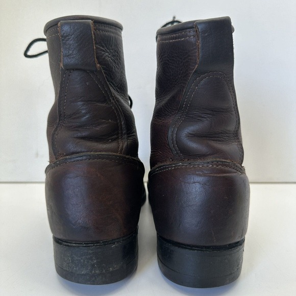 PD TUFF Boots Made in USA Union Brown Leather Kiltie Roper Lace Up Womens Size 8 - Picture 5 of 13